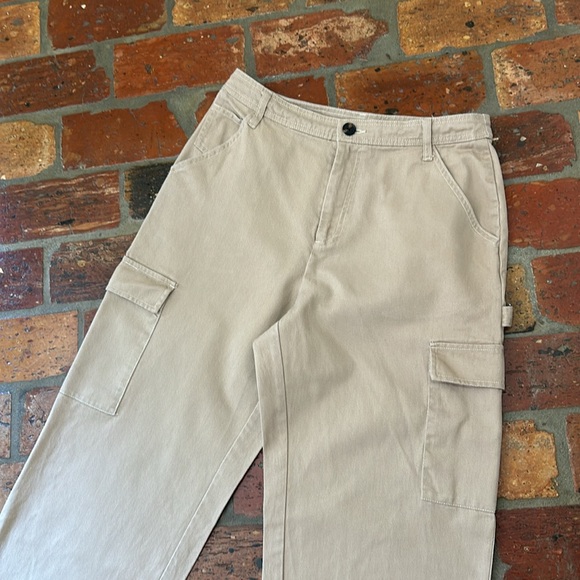 Sandy Liang X Target Cargo Carpenter Pants Tan Wide Leg High Rise sz 8 - Picture 6 of 13